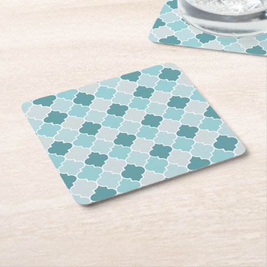Blue Moroccan Trellis, Latticework, Quatrefoil Kartonnen Onderzetters (Schuin)