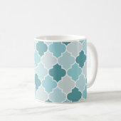 Blue Moroccan Trellis, Latticework, Quatrefoil Koffiemok (Voorkant rechts)