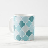 Blue Moroccan Trellis, Latticework, Quatrefoil Koffiemok (Voorkant links)