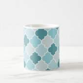 Blue Moroccan Trellis, Latticework, Quatrefoil Koffiemok (Center)