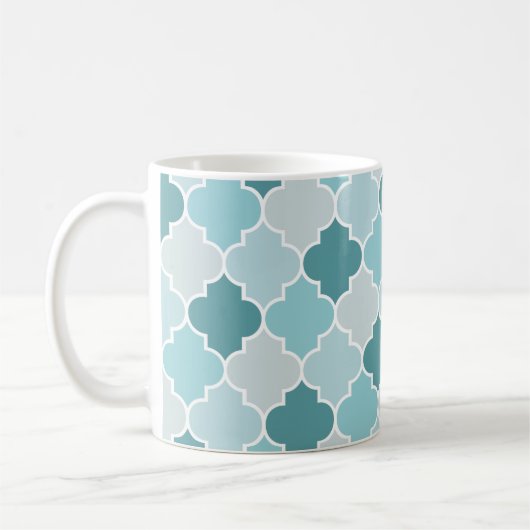 Blue Moroccan Trellis, Latticework, Quatrefoil Koffiemok (Links)
