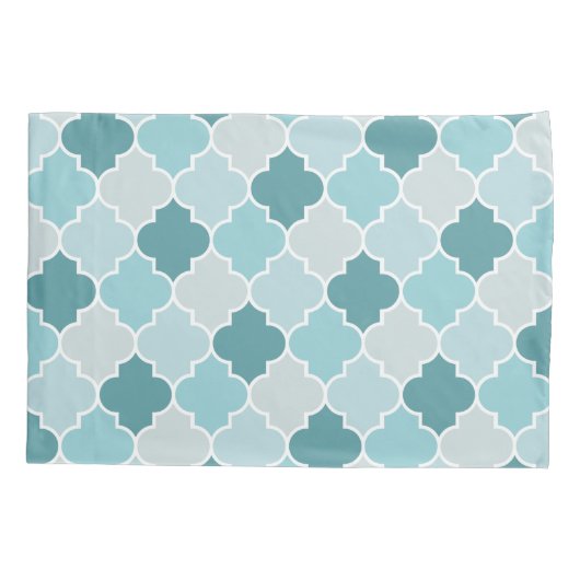 Blue Moroccan Trellis, Latticework, Quatrefoil Kussensloop (Achterkant)