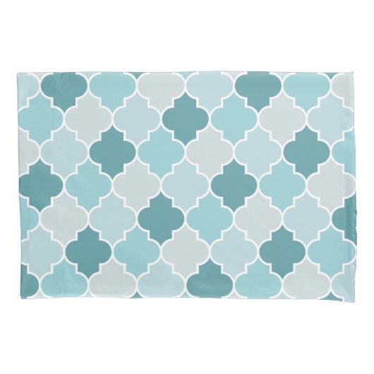 Blue Moroccan Trellis, Latticework, Quatrefoil Kussensloop (Voorkant)