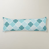 Blue Moroccan Trellis, Latticework, Quatrefoil Lichaamskussen (Voorkant)