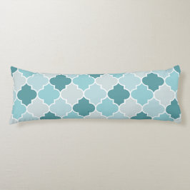 Blue Moroccan Trellis, Latticework, Quatrefoil Lichaamskussen