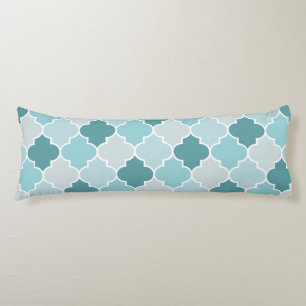 Blue Moroccan Trellis, Latticework, Quatrefoil Lichaamskussen