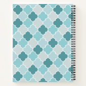 Blue Moroccan Trellis, Latticework, Quatrefoil Notitieboek (Achterkant)