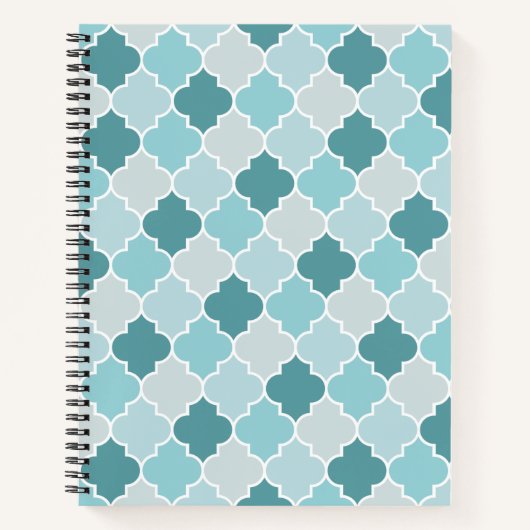 Blue Moroccan Trellis, Latticework, Quatrefoil Notitieboek (Voorkant)
