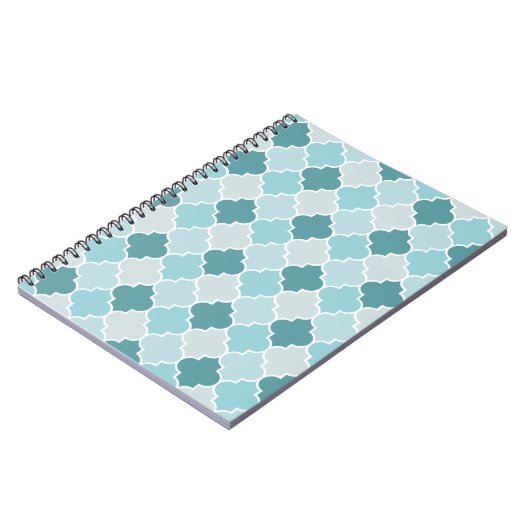 Blue Moroccan Trellis, Latticework, Quatrefoil Notitieboek (Linkerzijde)