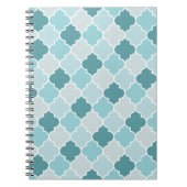 Blue Moroccan Trellis, Latticework, Quatrefoil Notitieboek (Voorkant)