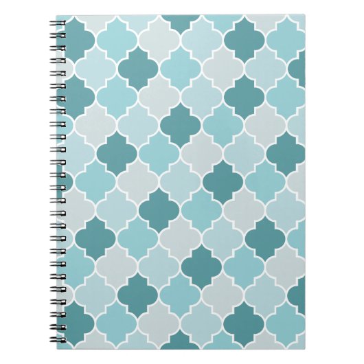 Blue Moroccan Trellis, Latticework, Quatrefoil Notitieboek (Voorkant)