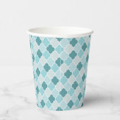 Blue Moroccan Trellis, Latticework, Quatrefoil Papieren Bekers (Rechts)