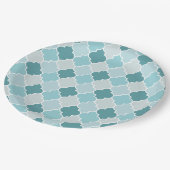 Blue Moroccan Trellis, Latticework, Quatrefoil Papieren Bordje (Gekanteld)