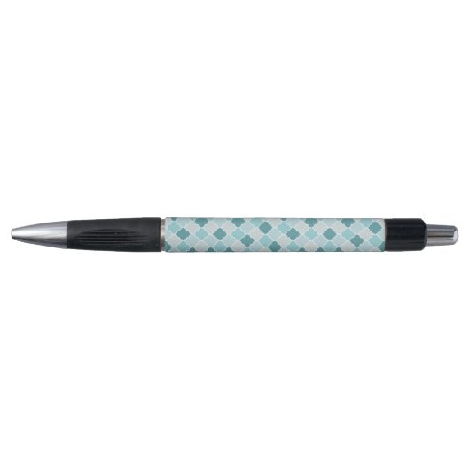 Blue Moroccan Trellis, Latticework, Quatrefoil Pen (Voorkant)