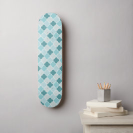 Blue Moroccan Trellis, Latticework, Quatrefoil Persoonlijk Skateboard