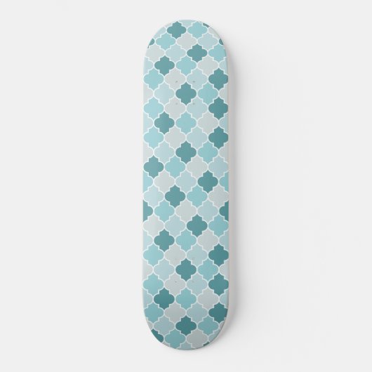 Blue Moroccan Trellis, Latticework, Quatrefoil Persoonlijk Skateboard (Voorkant)