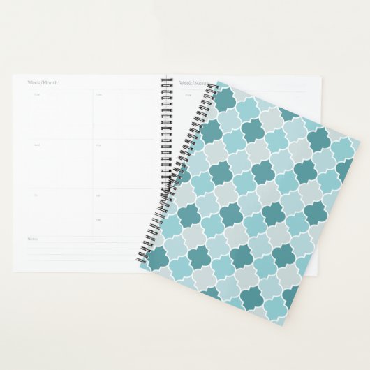 Blue Moroccan Trellis, Latticework, Quatrefoil Planner (Display)