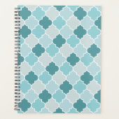 Blue Moroccan Trellis, Latticework, Quatrefoil Planner (Voorkant)