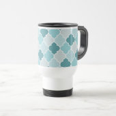 Blue Moroccan Trellis, Latticework, Quatrefoil Reisbeker (Voorkant rechts)