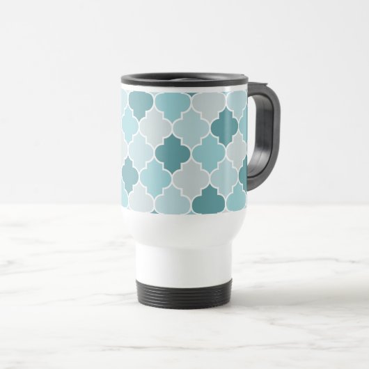 Blue Moroccan Trellis, Latticework, Quatrefoil Reisbeker (Voorkant rechts)