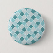 Blue Moroccan Trellis, Latticework, Quatrefoil Ronde Button 5,7 Cm (Voorkant)