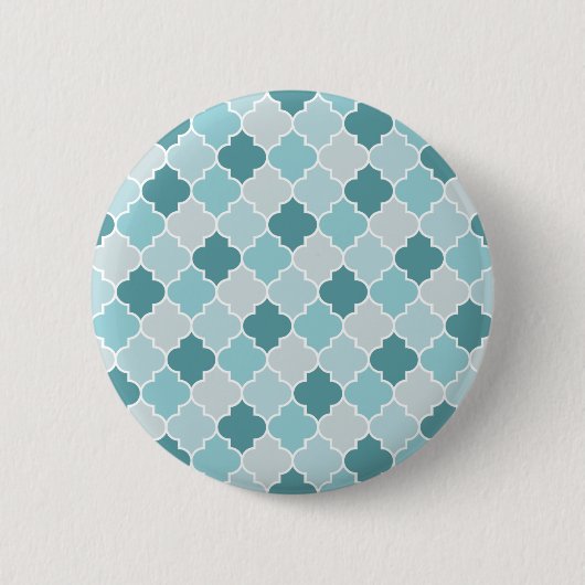 Blue Moroccan Trellis, Latticework, Quatrefoil Ronde Button 5,7 Cm (Voorkant)