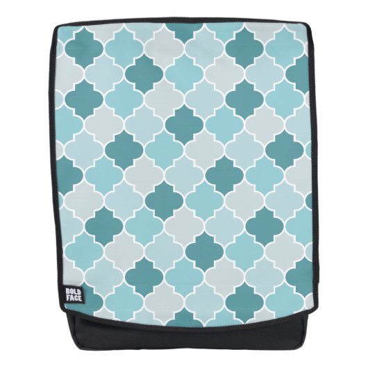 Blue Moroccan Trellis, Latticework, Quatrefoil Rugtassen (Voorkant)