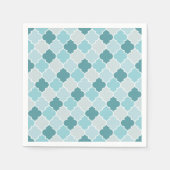 Blue Moroccan Trellis, Latticework, Quatrefoil Servet (Voorkant)