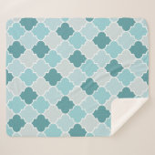 Blue Moroccan Trellis, Latticework, Quatrefoil Sherpa Deken (Voorkant (horizontaal))