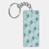 Blue Moroccan Trellis, Latticework, Quatrefoil Sleutelhanger (Voorkant Links)
