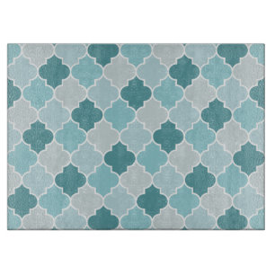 Blue Moroccan Trellis, Latticework, Quatrefoil Snijplank