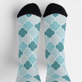 Blue Moroccan Trellis, Latticework, Quatrefoil Sokken