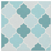 Blue Moroccan Trellis, Latticework, Quatrefoil Stof (Close Up)