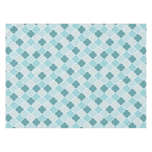 Blue Moroccan Trellis, Latticework, Quatrefoil Tafelkleed (Voorkant (Horizontaal))