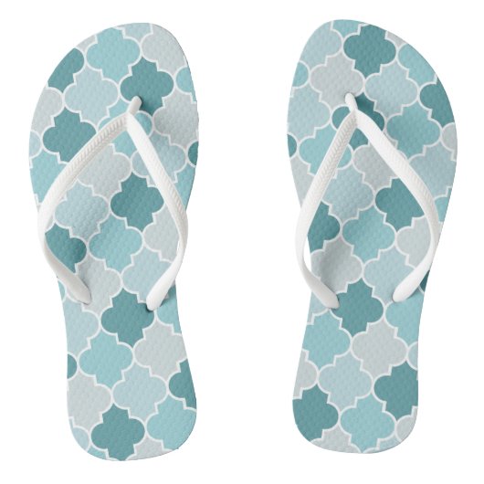 Blue Moroccan Trellis, Latticework, Quatrefoil Teenslippers (Voetbed)