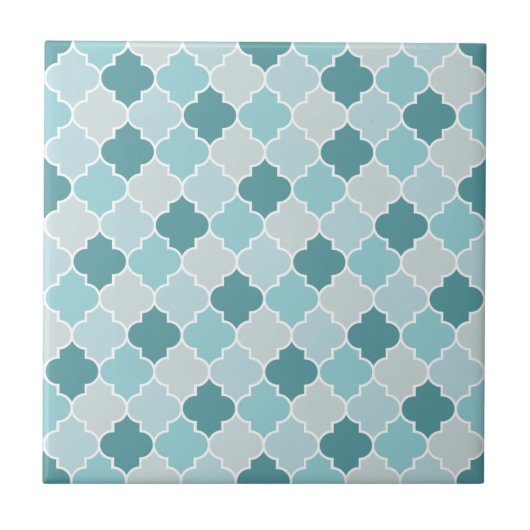 Blue Moroccan Trellis, Latticework, Quatrefoil Tegeltje (Voorkant)