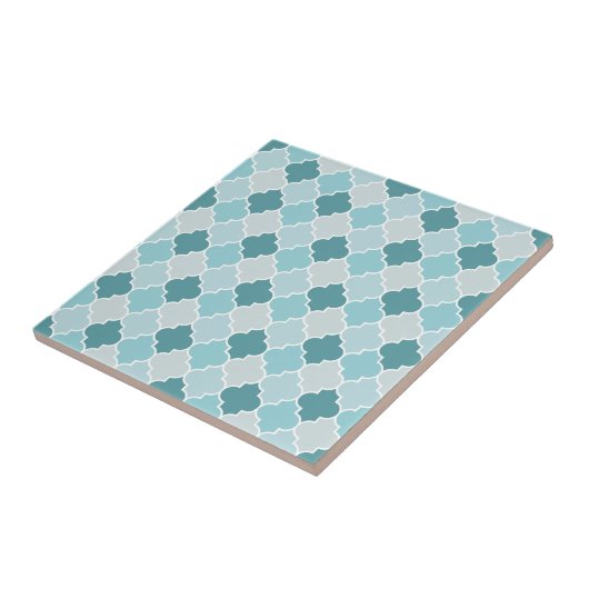 Blue Moroccan Trellis, Latticework, Quatrefoil Tegeltje (Zijkant)
