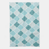 Blue Moroccan Trellis, Latticework, Quatrefoil Theedoek (Verticaal)