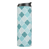 Blue Moroccan Trellis, Latticework, Quatrefoil Thermosbeker (Gedraaid links)