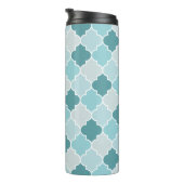 Blue Moroccan Trellis, Latticework, Quatrefoil Thermosbeker (Geroteerd rechts)