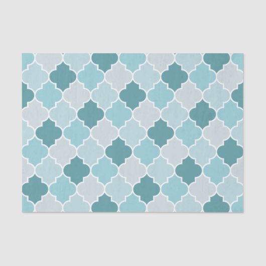 Blue Moroccan Trellis, Latticework, Quatrefoil Tissuepapier (Voorkant)