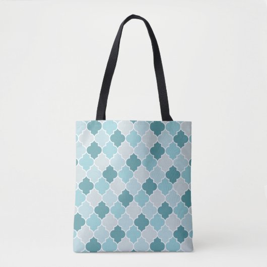 Blue Moroccan Trellis, Latticework, Quatrefoil Tote Bag (Voorkant)