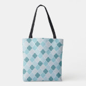 Blue Moroccan Trellis, Latticework, Quatrefoil Tote Bag (Achterkant)