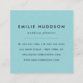 Blue Moroccan Trellis, Latticework, Quatrefoil Vierkante Visitekaartje (Achterkant)