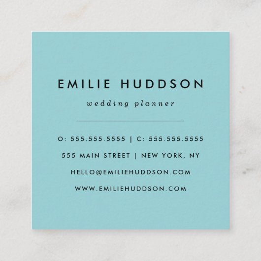 Blue Moroccan Trellis, Latticework, Quatrefoil Vierkante Visitekaartje (Achterkant)