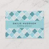 Blue Moroccan Trellis, Latticework, Quatrefoil Visitekaartje (Voorkant)