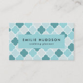 Blue Moroccan Trellis, Latticework, Quatrefoil Visitekaartje (Voorkant)