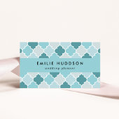 Blue Moroccan Trellis, Latticework, Quatrefoil Visitekaartje