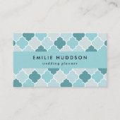 Blue Moroccan Trellis, Latticework, Quatrefoil Visitekaartje (Voorkant)
