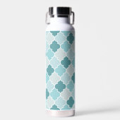 Blue Moroccan Trellis, Latticework, Quatrefoil Waterfles (Voorkant)